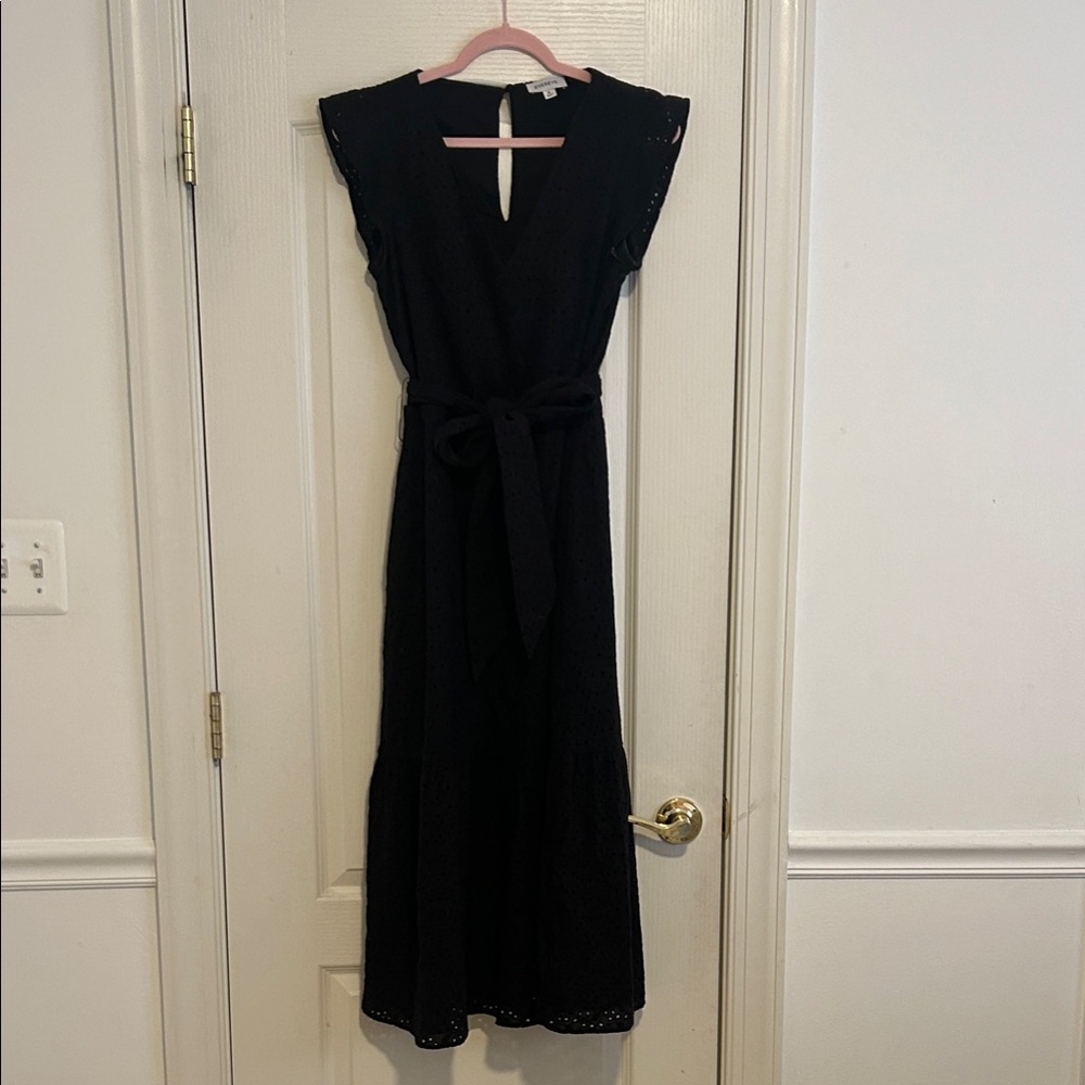 Evereve Black Midi Dress with Belt